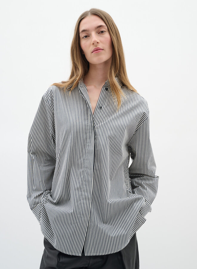 Chemise InWear Natalja surdimensionnée rayée grise & blanche