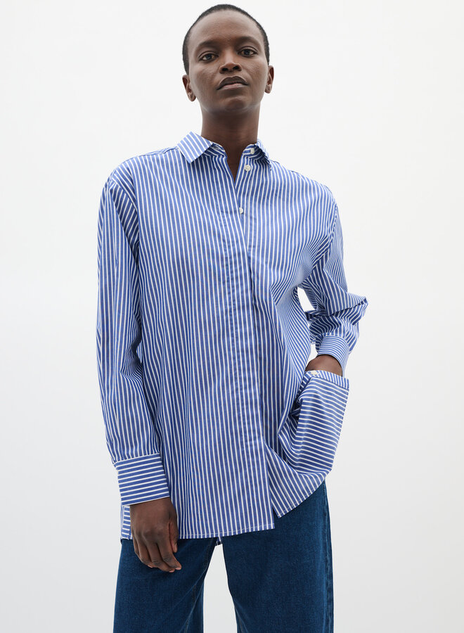 Chemise InWear Natalja surdimensionnée rayée bleue & blanche