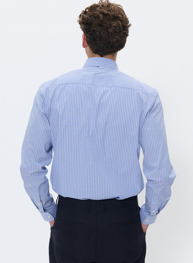 Chemise Matinique Marc bleue chambray rayée