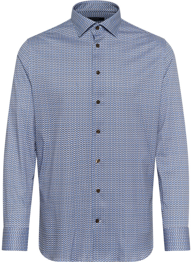 Chemise Matinique Marc à motifs bleu lavande, bruns & bleu marine