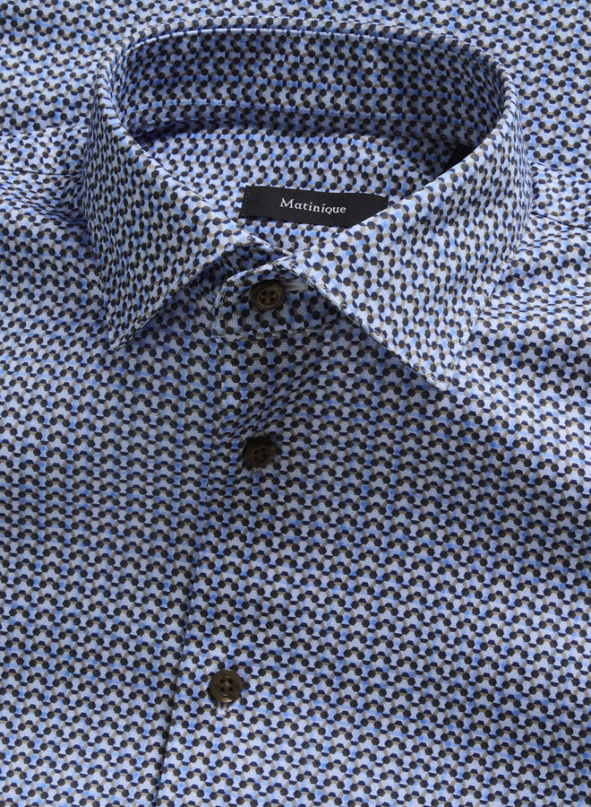 Chemise Matinique Marc à motifs bleu lavande, bruns & bleu marine