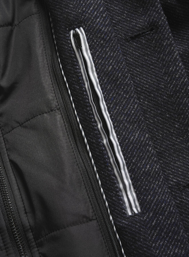 Manteau Matinique Harvey à chevrons bleu marine & noirs