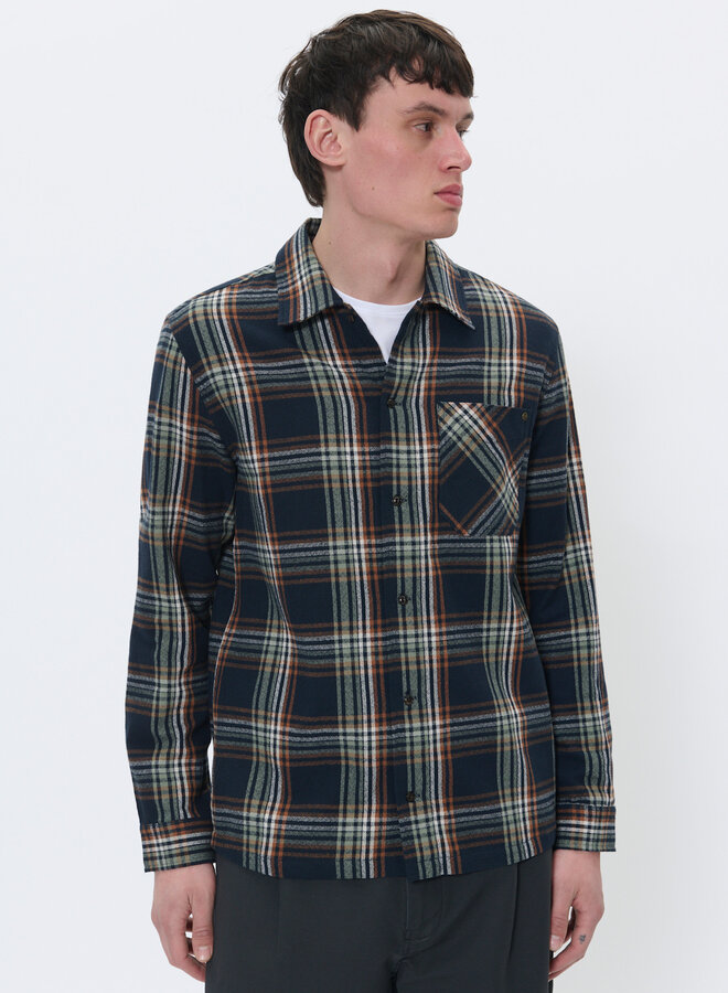 Surchemise Matinique Pelton Heritage bleu marine à carreaux rouille & vert thym