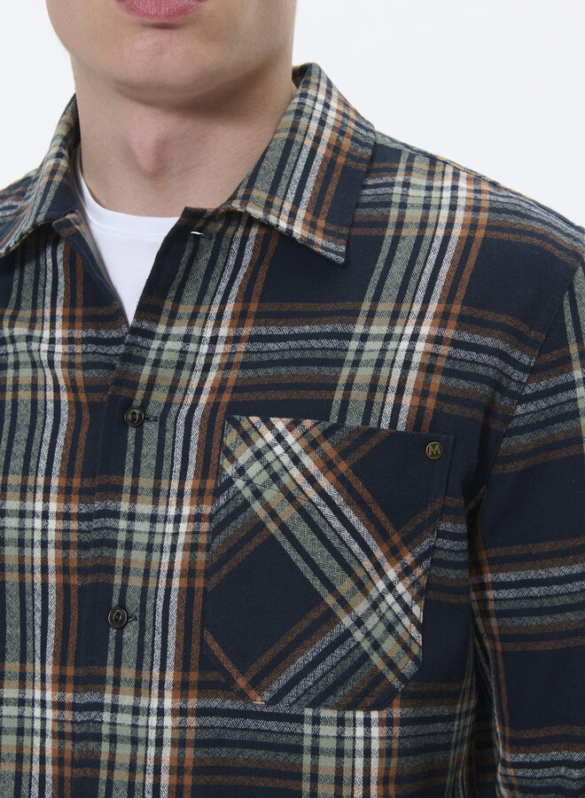 Surchemise Matinique Pelton Heritage bleu marine à carreaux rouille & vert thym