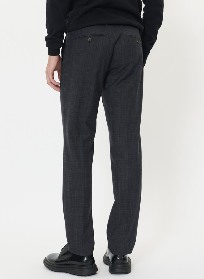 Pantalon Matinique Las brun espresso à carreaux bleus