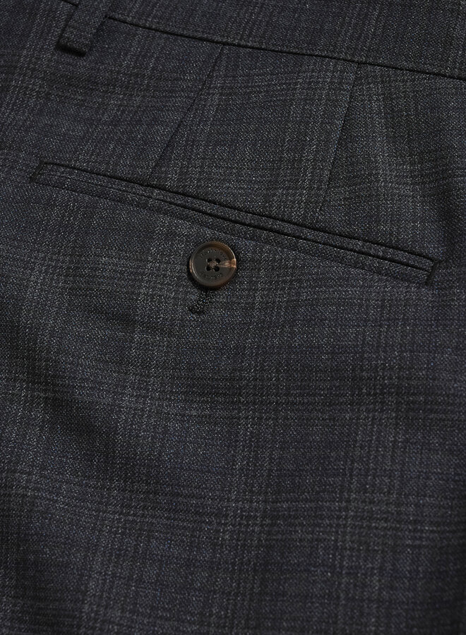 Pantalon Matinique Las brun espresso à carreaux bleus