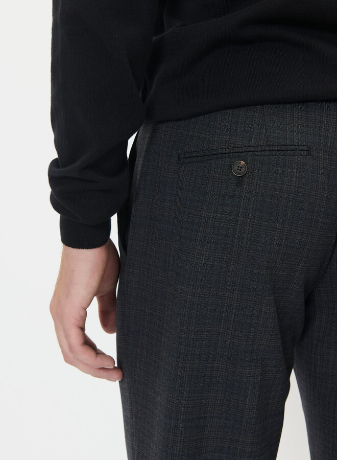 Pantalon Matinique Las brun espresso à carreaux bleus