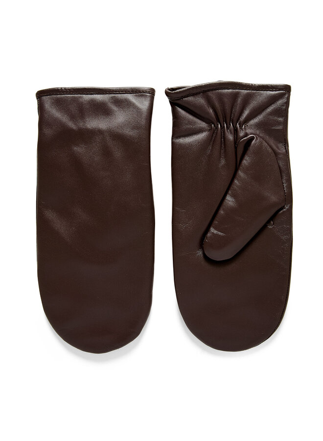 Mitaines Part Two en cuir brun chocolat