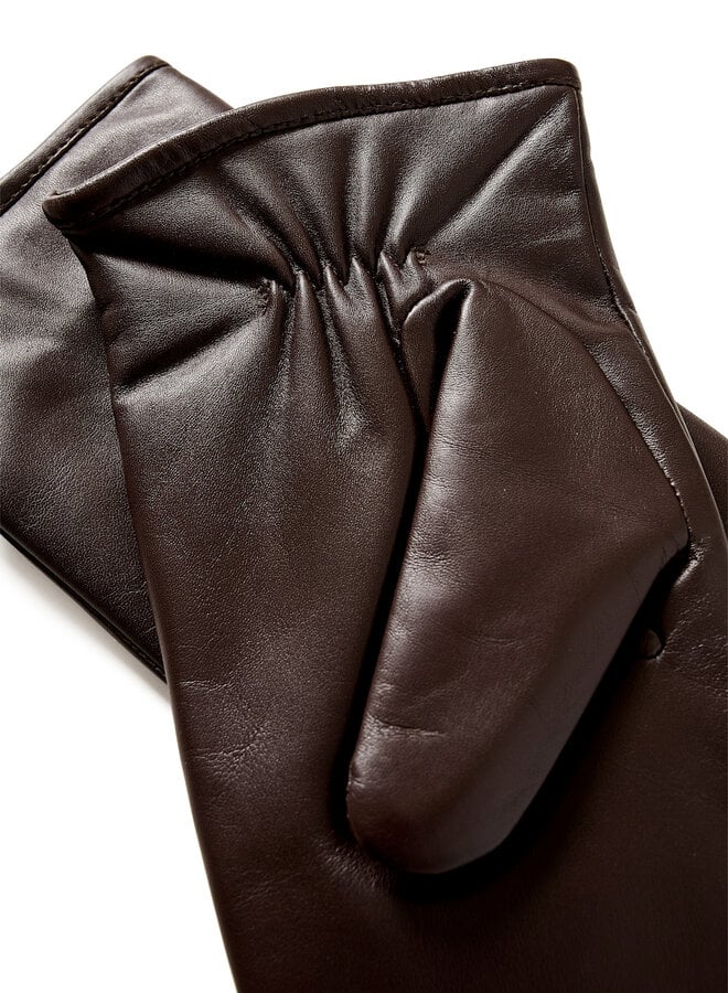 Mitaines Part Two en cuir brun chocolat
