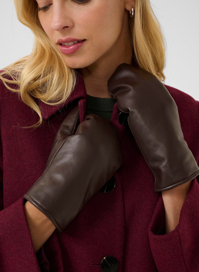 Mitaines Part Two en cuir brun chocolat