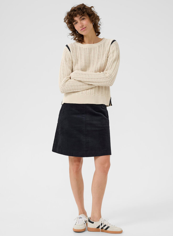 Tricot Part Two Selenia en crochet beige à détails bleu marine aux épaules