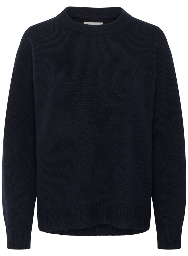 Tricot Part Two Soraya à col rond bleu marine