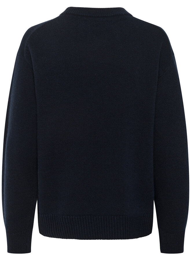 Tricot Part Two Soraya à col rond bleu marine