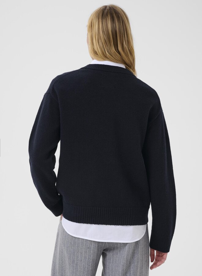 Tricot Part Two Soraya à col rond bleu marine