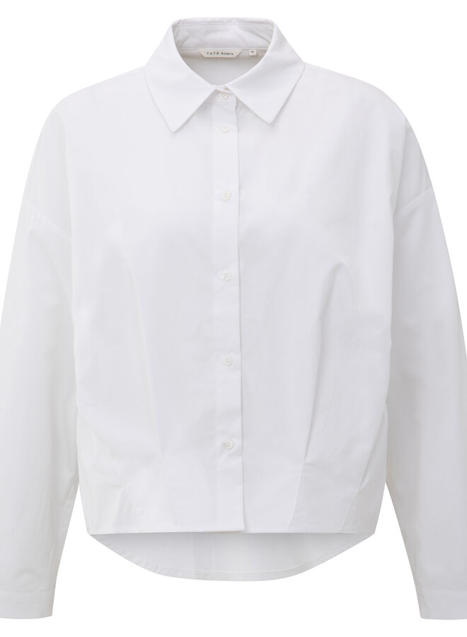 Chemise Yaya à plis taqués au bas blanche