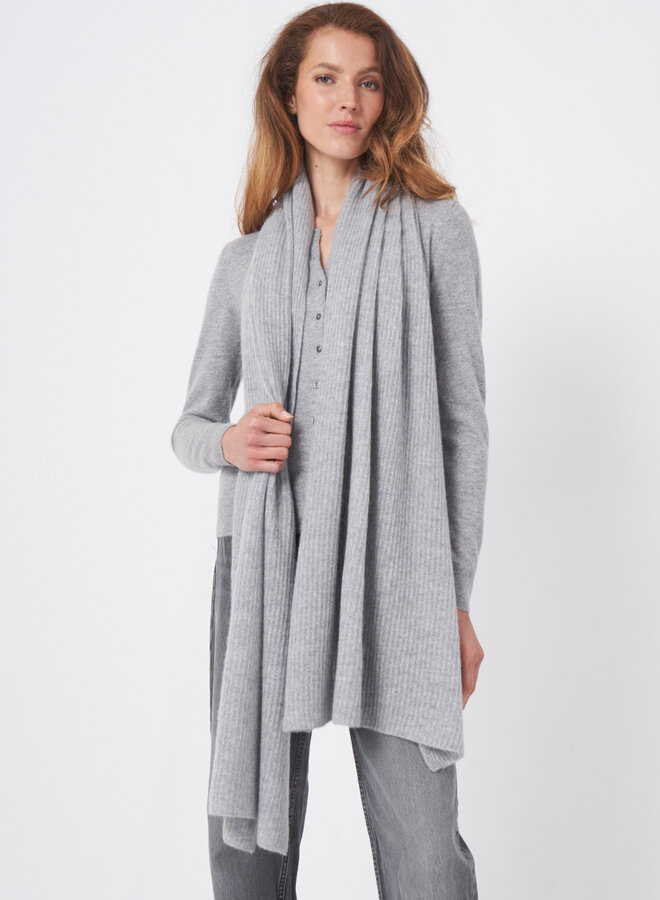 Foulard Repeat en cachemire côtelé gris pâle mélange