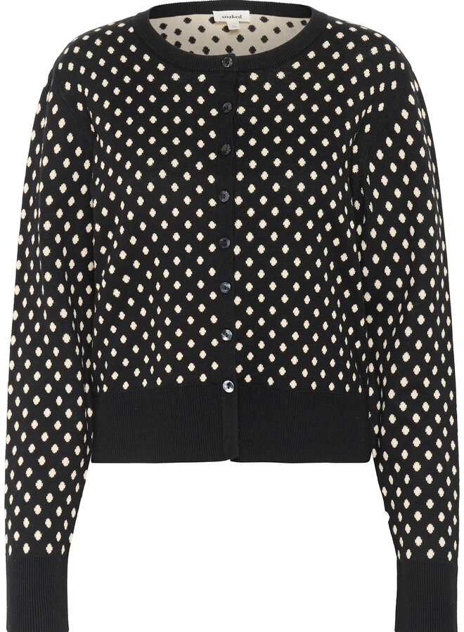Cardigan Soaked in luxury noir à pois écrus