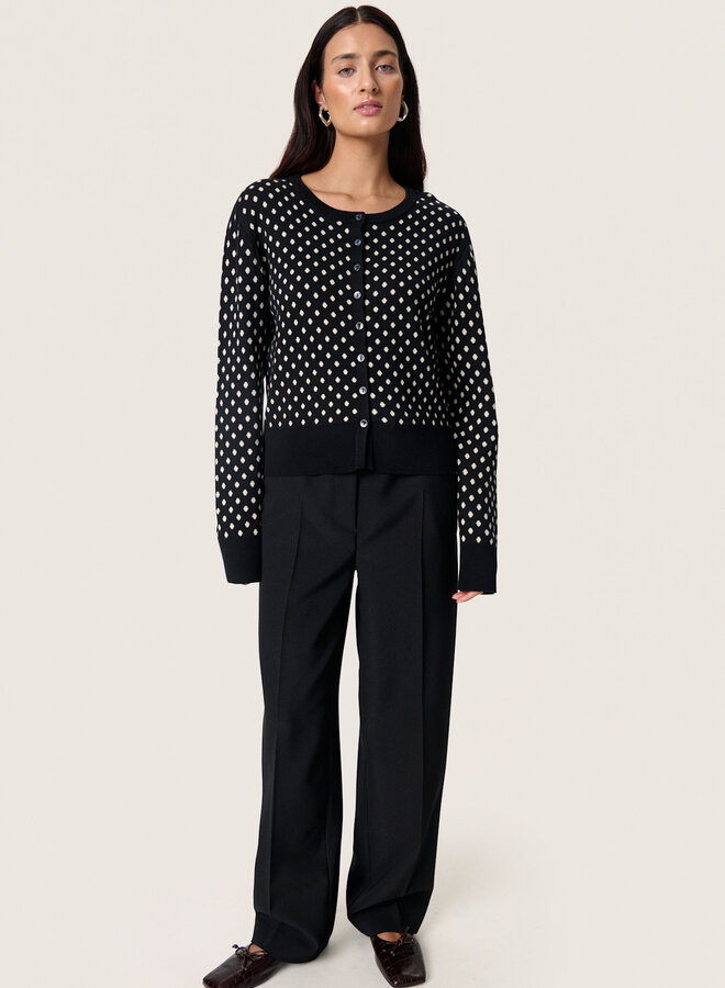 Cardigan Soaked in luxury noir à pois écrus