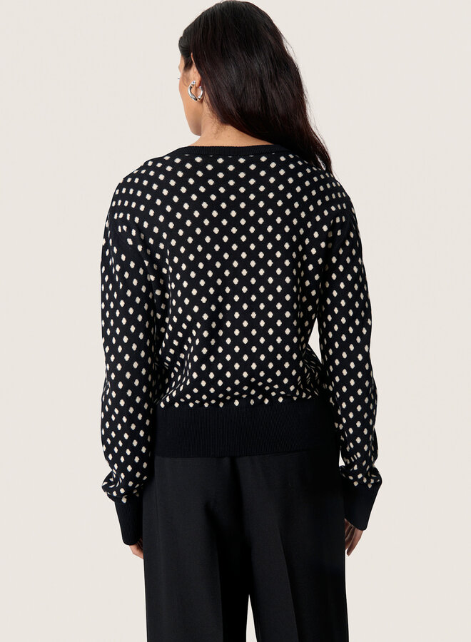 Cardigan Soaked in luxury noir à pois écrus