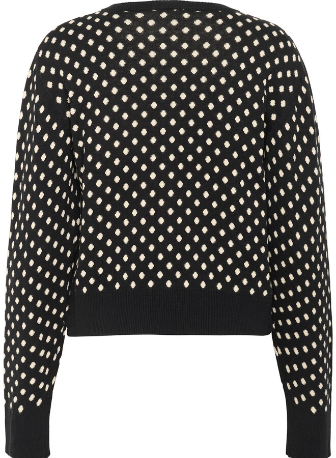Cardigan Soaked in luxury noir à pois écrus