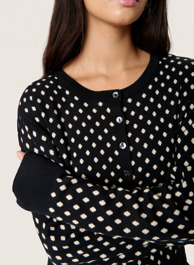 Cardigan Soaked in luxury noir à pois écrus