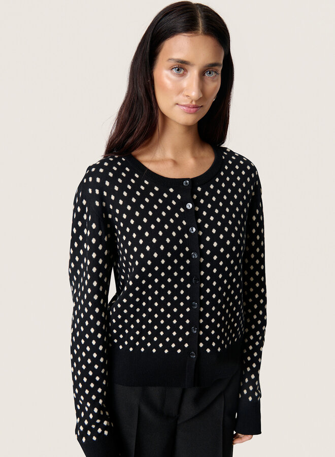 Cardigan Soaked in luxury noir à pois écrus