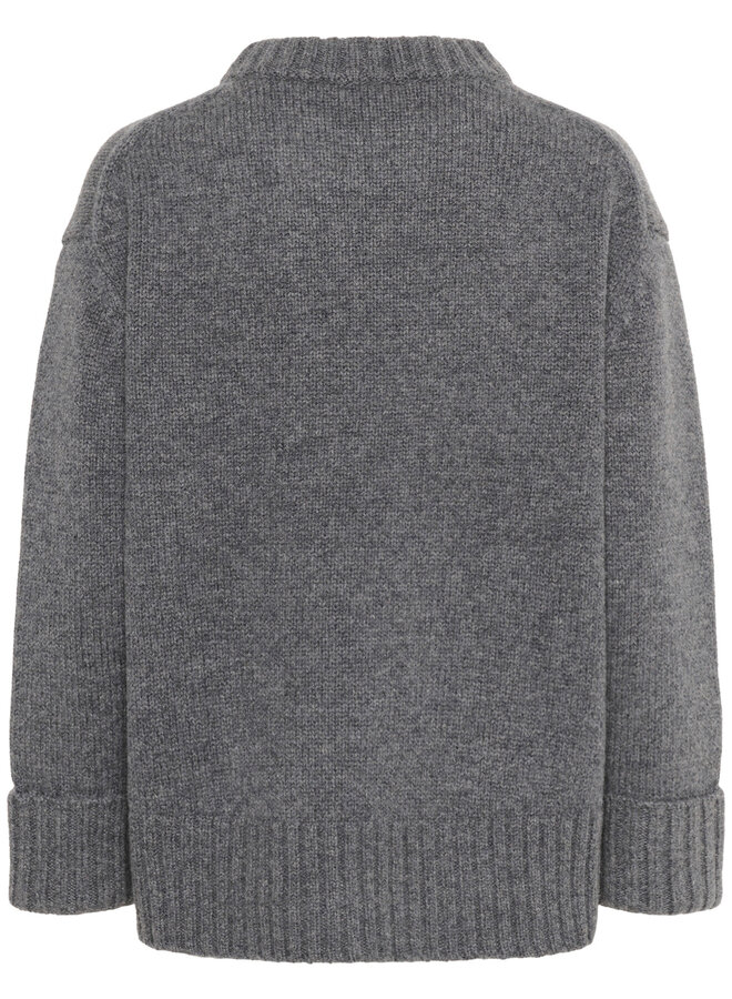 Tricot Soaked in luxury Moline à col rond gris mélange