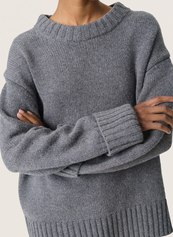 Tricot Soaked in luxury Moline à col rond gris mélange