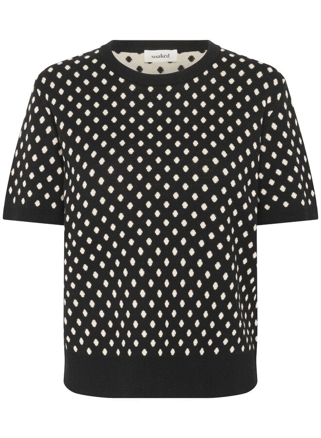 Tricot Soaked in luxury Gya noir à pois écrus
