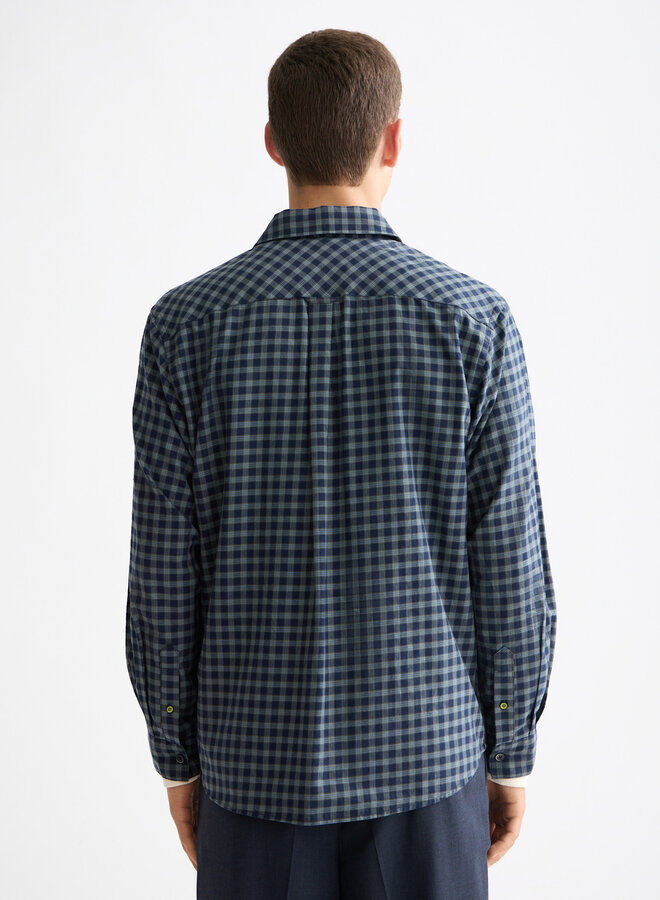 Chemise Scotch & Soda à carreaux bleu marine, vert thym & gris