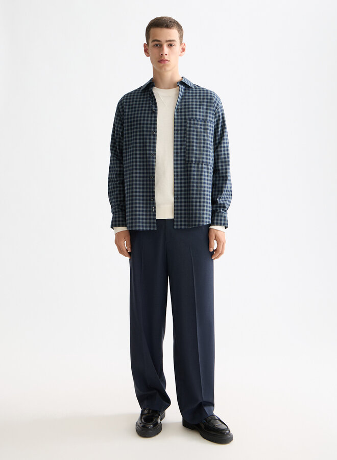 Chemise Scotch & Soda à carreaux bleu marine, vert thym & gris