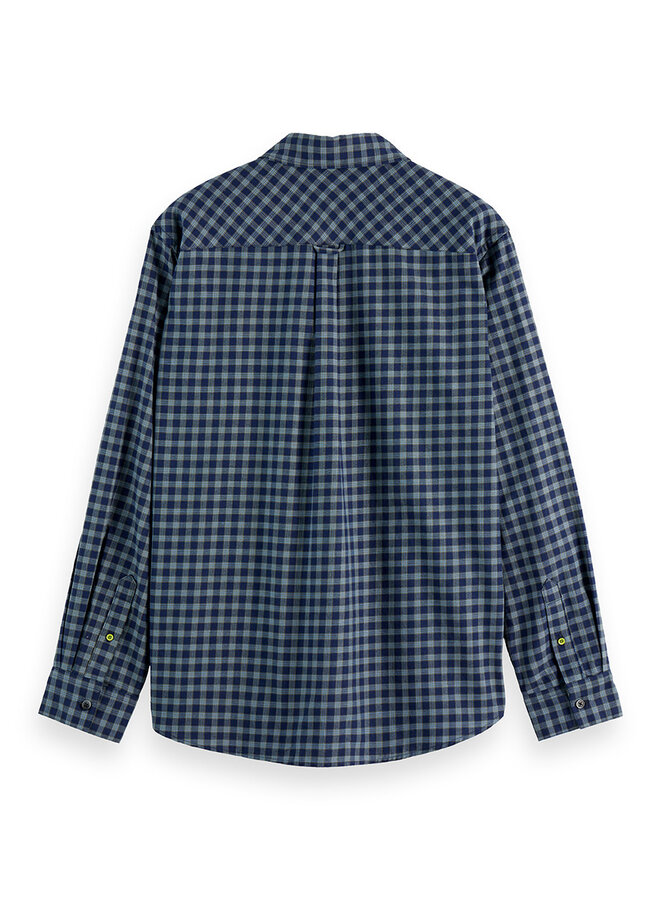 Chemise Scotch & Soda à carreaux bleu marine, vert thym & gris