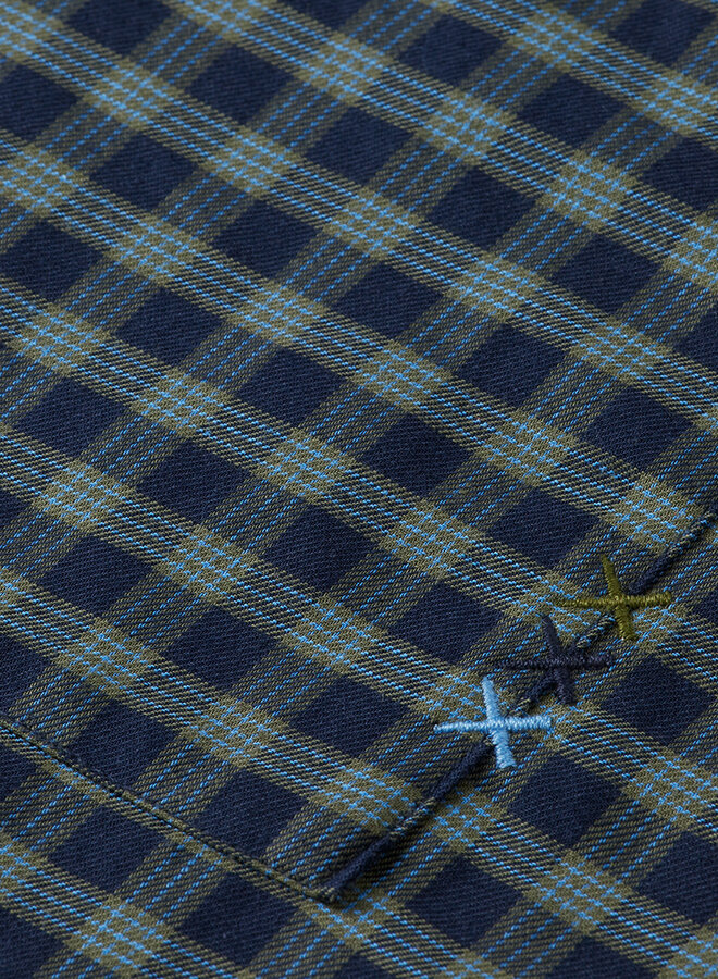 Chemise Scotch & Soda à carreaux bleu marine, vert thym & gris