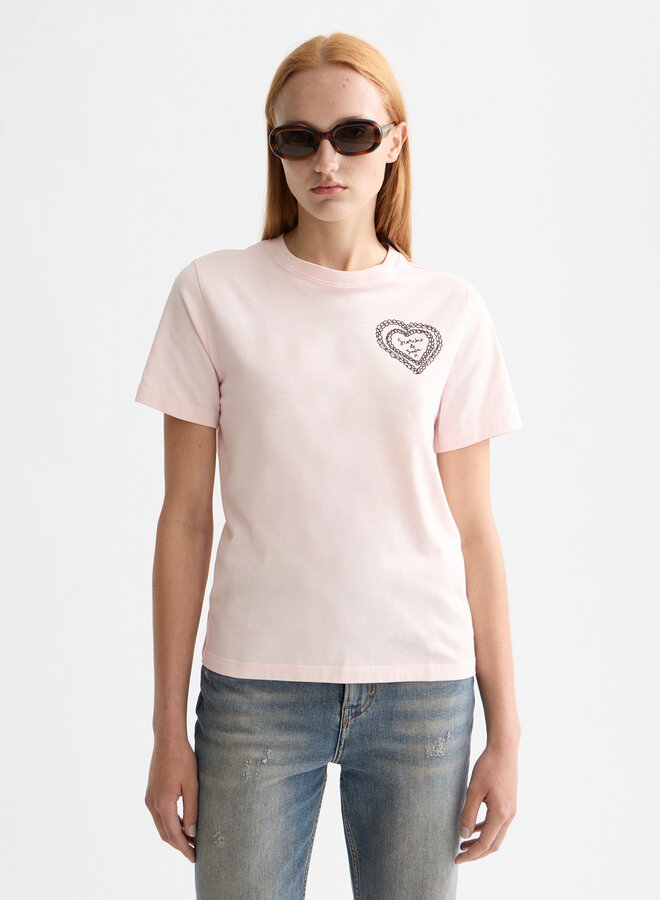 T-shirt Scotch & Soda rose avec logo coeur