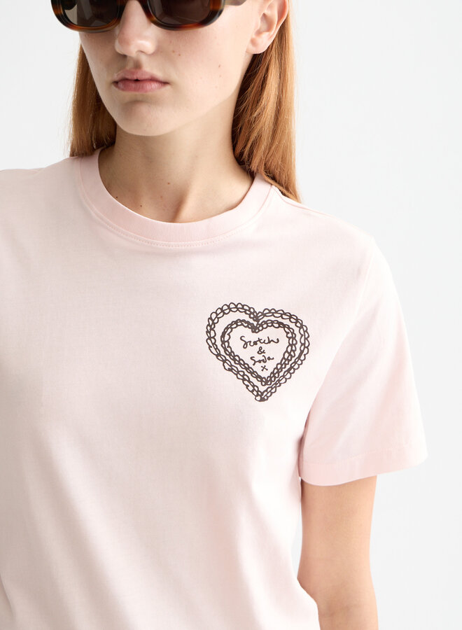T-shirt Scotch & Soda rose avec logo coeur