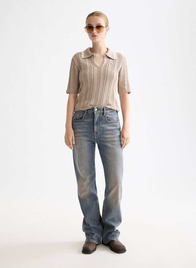 Polo Scotch & Soda en tricot crochet beige