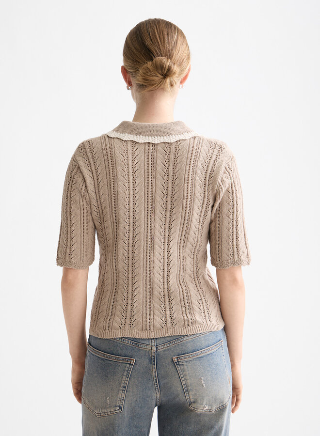 Polo Scotch & Soda en tricot crochet beige