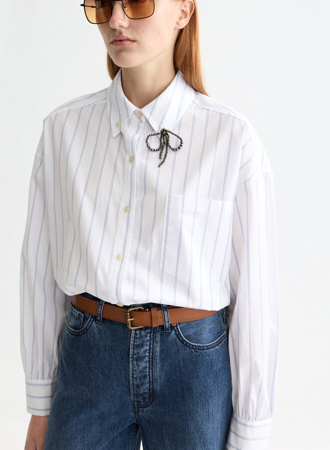 Chemise Scotch & Soda surdimensionnée blanche rayée bleue