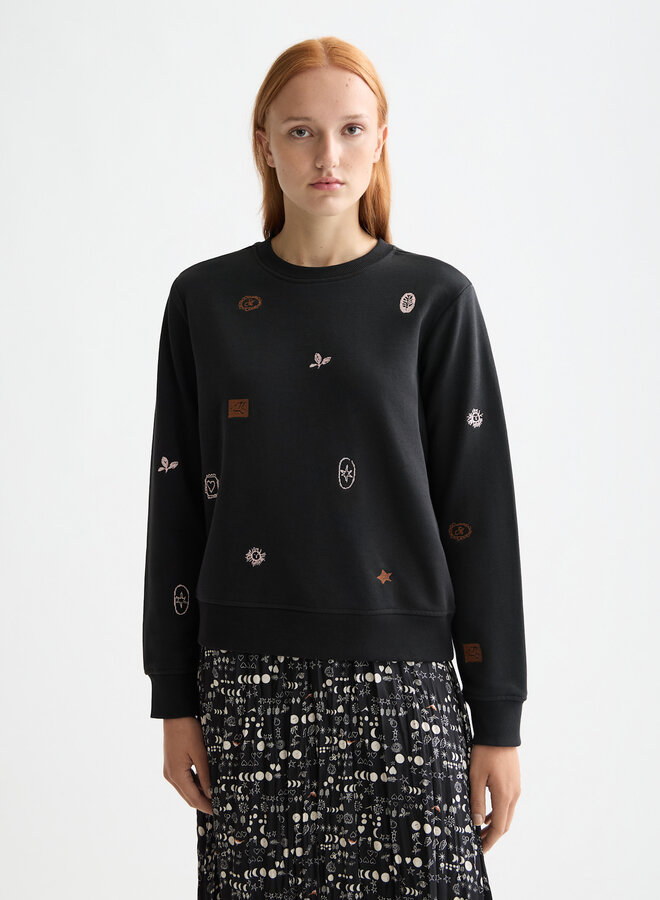 Chandail Scotch & Soda molletonné noir à broderies multi