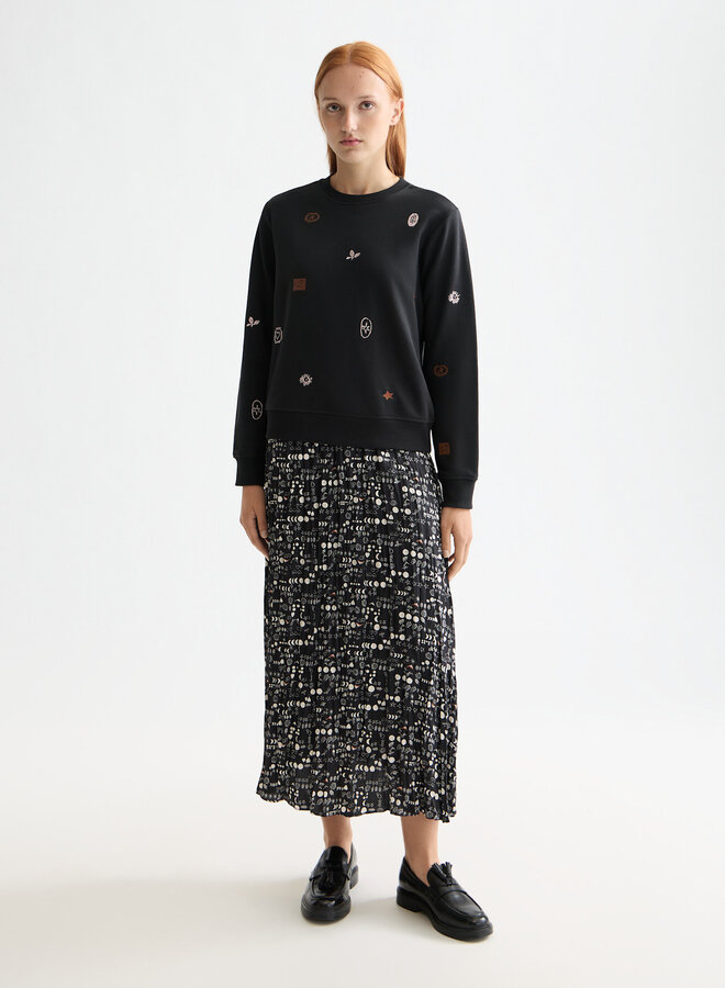 Chandail Scotch & Soda molletonné noir à broderies multi