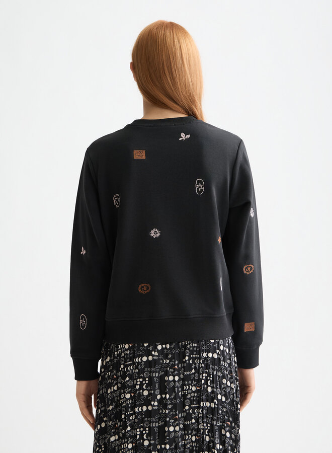 Chandail Scotch & Soda molletonné noir à broderies multi