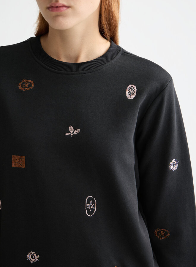 Chandail Scotch & Soda molletonné noir à broderies multi