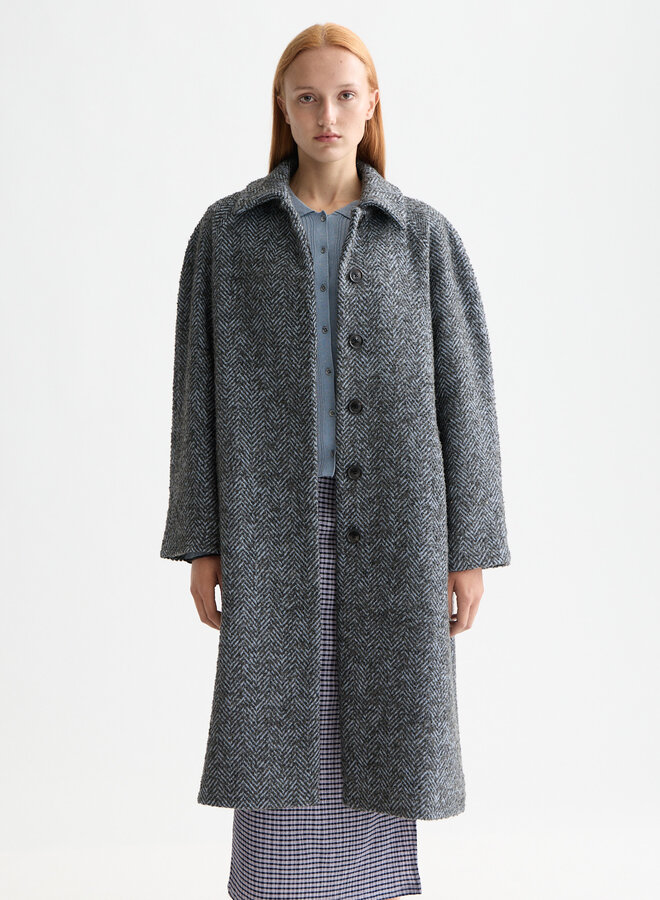 Manteau Scotch & Soda à chevrons gris charcoal & bleu pâle