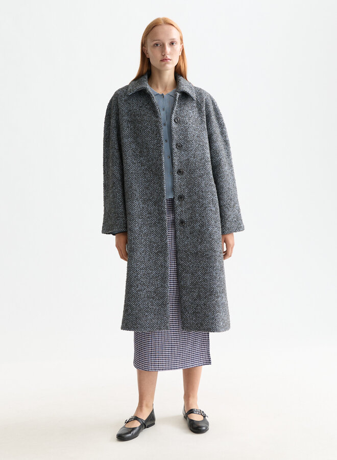 Manteau Scotch & Soda à chevrons gris charcoal & bleu pâle