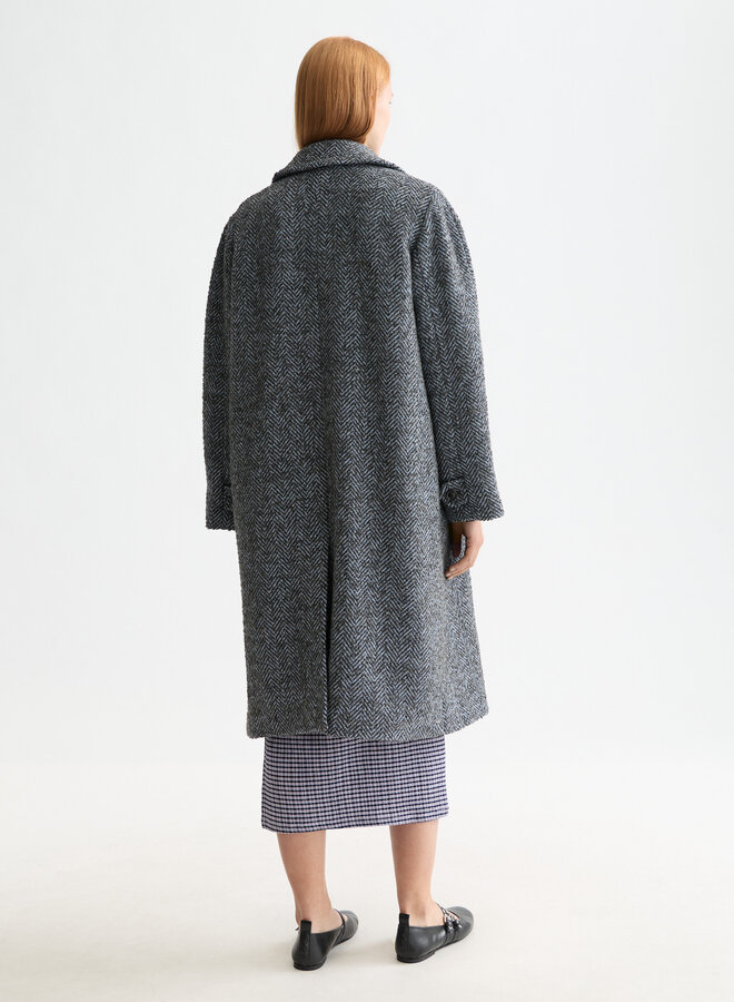 Manteau Scotch & Soda à chevrons gris charcoal & bleu pâle