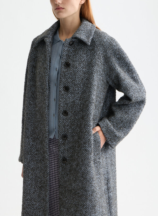 Manteau Scotch & Soda à chevrons gris charcoal & bleu pâle
