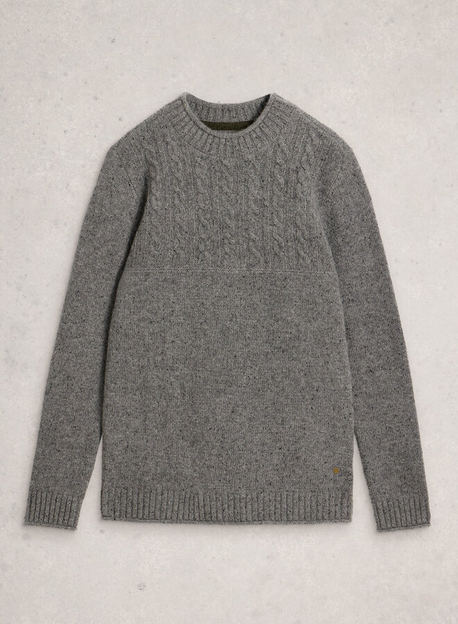 Tricot White Stuff Berkley câblé gris mélange