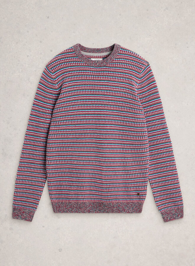 Tricot White Stuff Textured Stripe rouge, bleu & vert multi