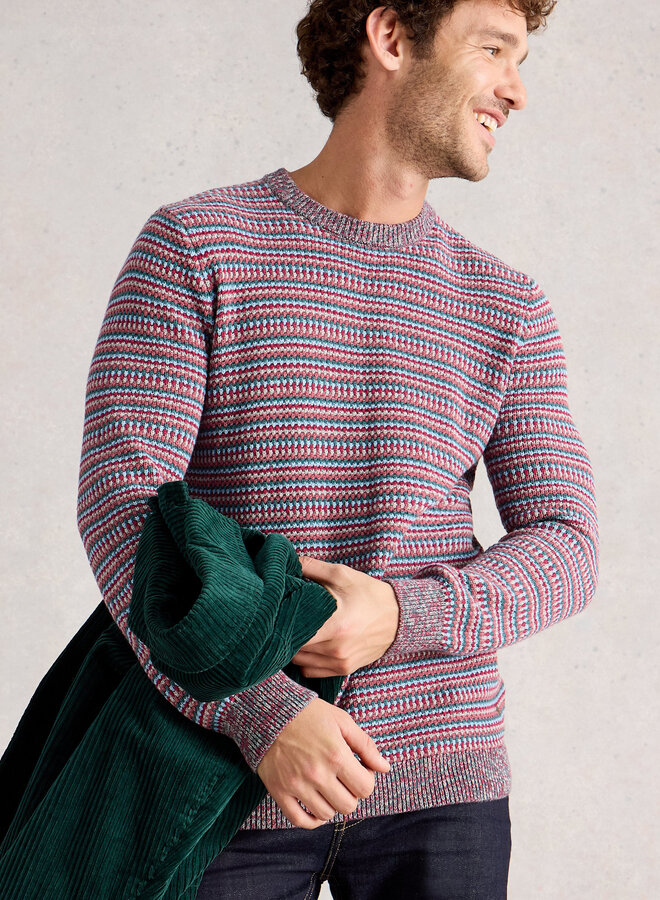 Tricot White Stuff Textured Stripe rouge, bleu & vert multi