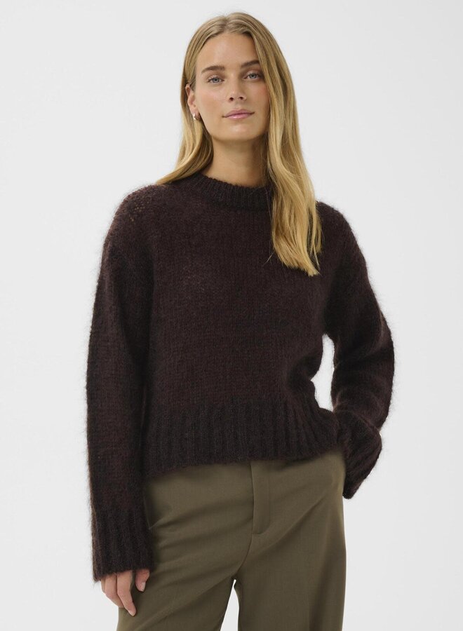 Tricot Part Two Sille en mohair brun chocolat